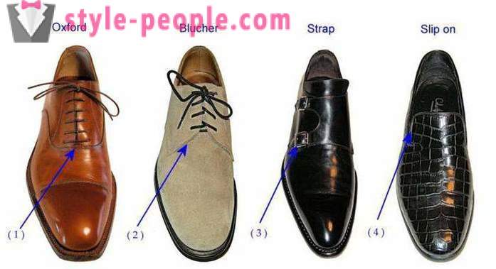 Types of male shoes: name with photos