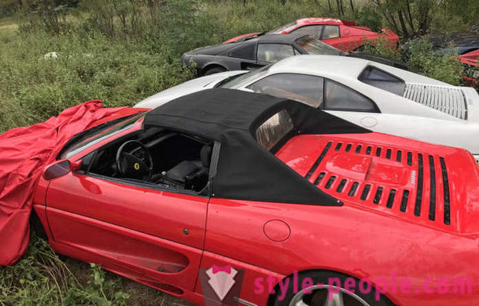 In the US, we found a field with abandoned cars Ferrari