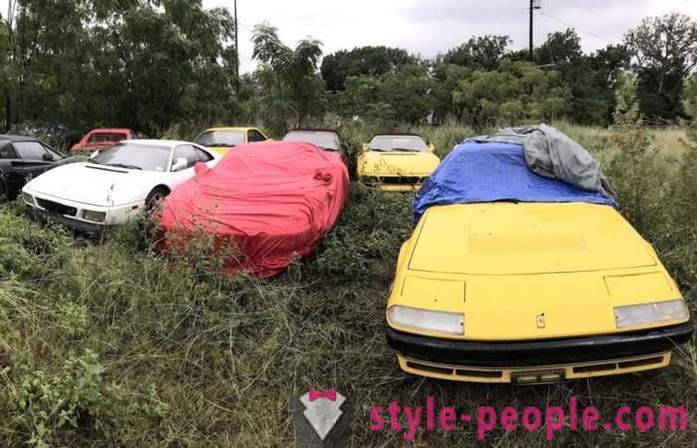 In the US, we found a field with abandoned cars Ferrari