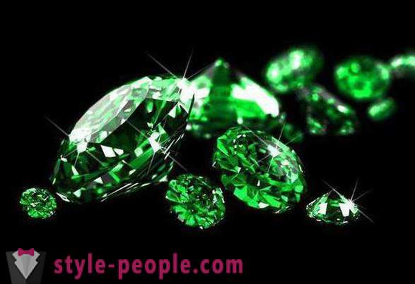 Green precious stones: emerald, demantoid, tourmaline