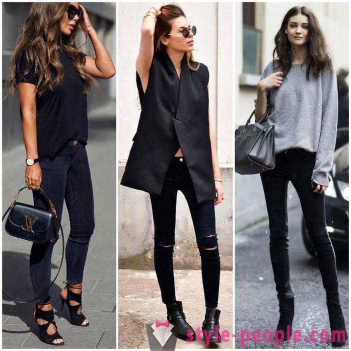 What to wear with black jeans. Accessories and shoes under the black jeans