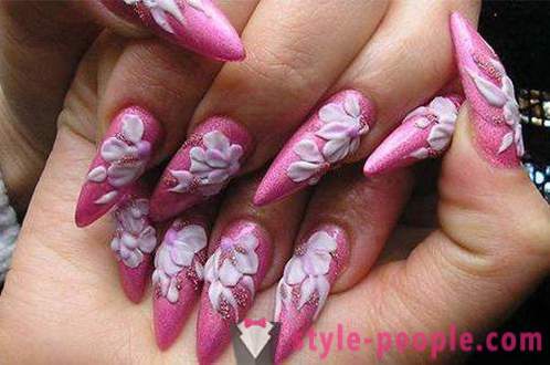 Design beautiful nails: nails sharp. French on sharp nails
