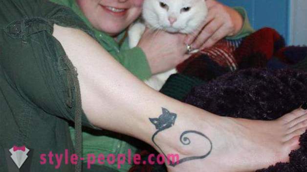 The tattoo on his leg the cat: a photo, a value
