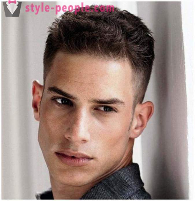 Men's hairstyle with shaved whiskey varieties