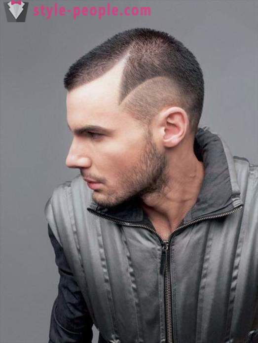 Men's hairstyle with shaved whiskey varieties