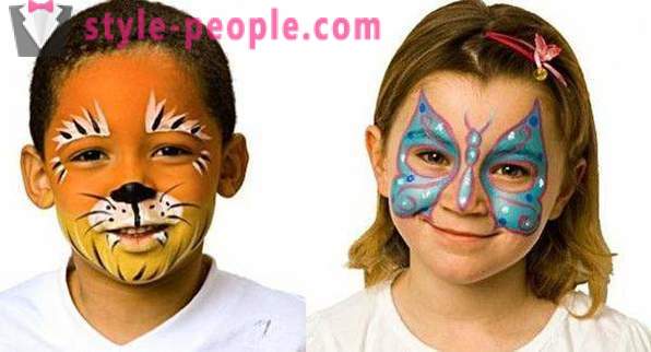 The figures on the face of children. Paints, tips, children's preferences