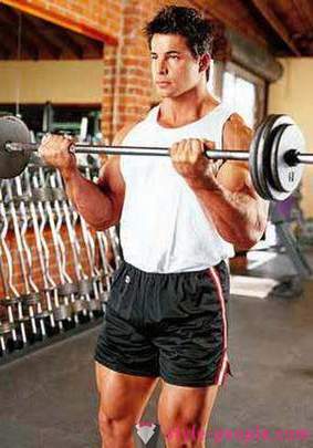 Lifting barbell biceps standing. Reverse lifting barbell biceps